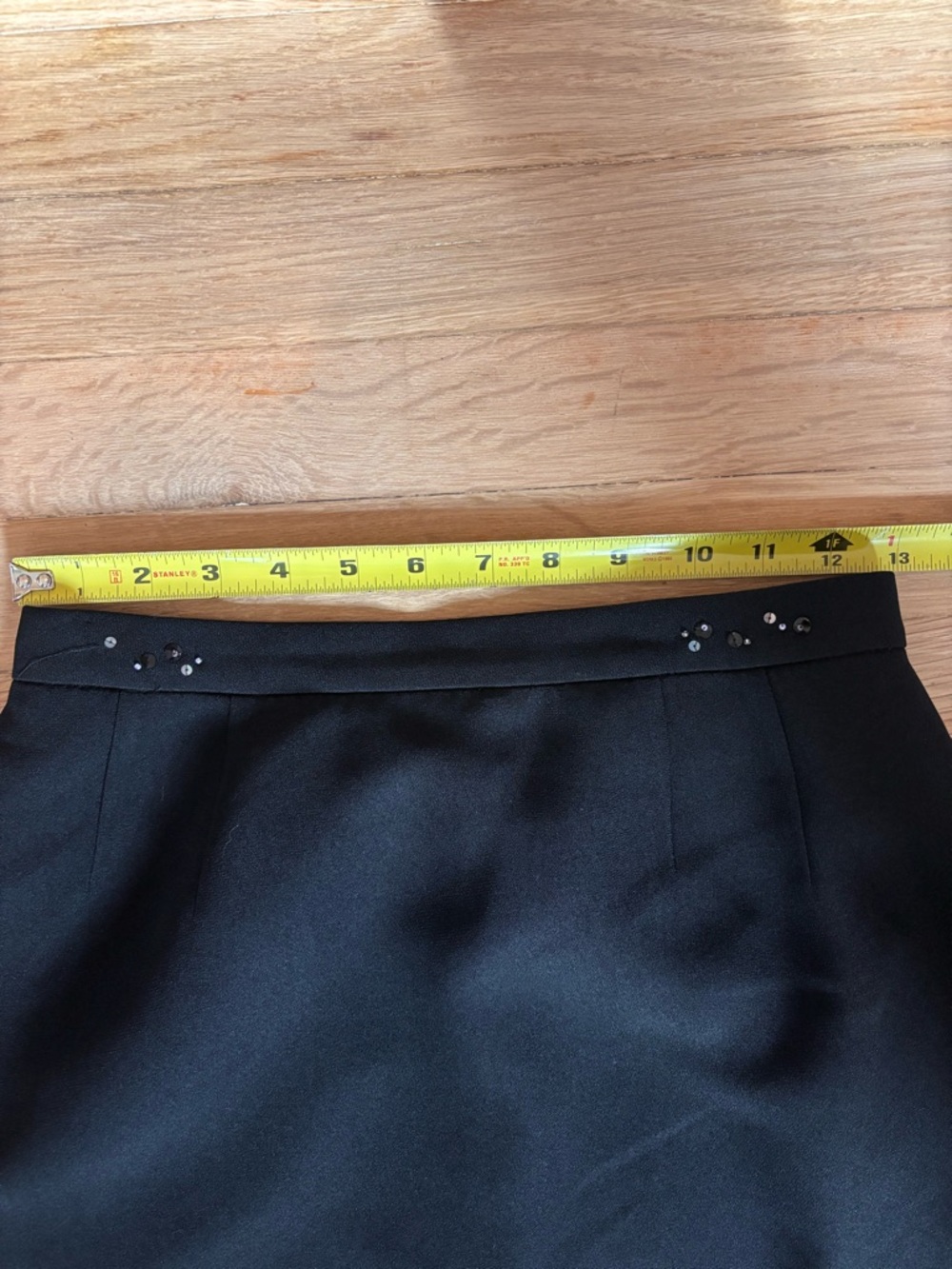 Kasper ASL Black Pencil Skirt Beaded Waist Lined Career Classic Size 13” waist - Picture 6 of 8